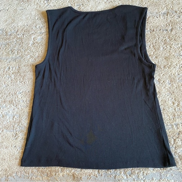 J Crew Ribbed Tank Top Solid Black Sleeveless Round Neck Cotton: Large - Picture 6 of 8